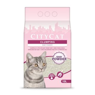 CITYCAT Clumping Baby Powder, grudajući mineralni pijesak za mačke, mirisni, 10l (KOD PCITCLWBP10L31)