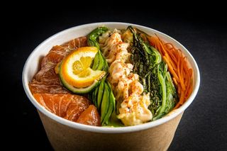 Shrimp and salmon poke