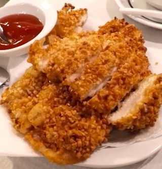 287 - Carne de Galinha Frita Coberto de Amêndoas