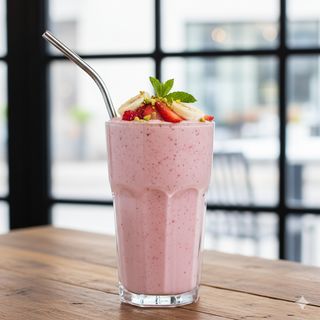 Fragole, banana e latte di mandorle