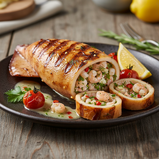 Calamar umplut cu creveți