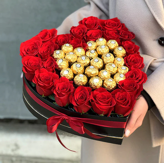 ყუთის კომპოზიცია ferrero rocher-ის შოკოლადით