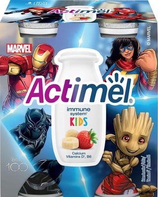 Iaurt, cu Bifidus, capsuni banane 4x100g Actimel Actikids