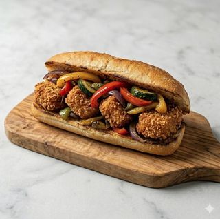 Panino con bocconcini impanati con verdure