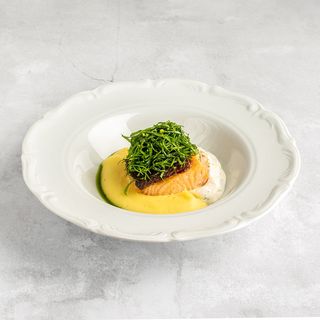 Филе лосося, сливочное пюре