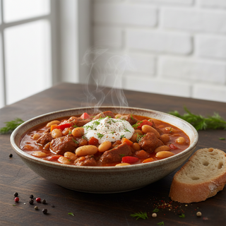 Gulaş de porc cu fasole