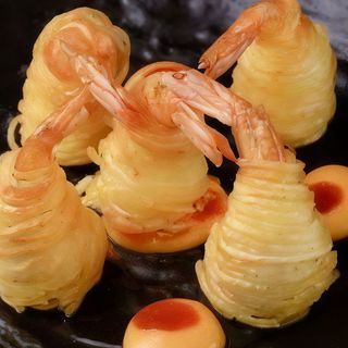 Gamberi in laccio di patate