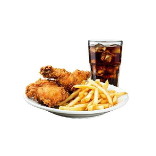 Pollo Broaster Entero patatas y 1 lata