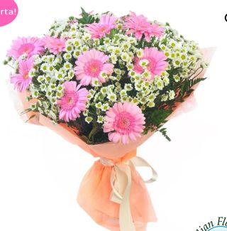 Bouquet di gerbere rosa e margherite bianche