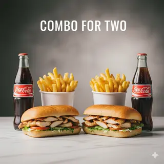 Combo = 2 piadine a scelta + 2 patatine a scelta + 2 bibite a scelta