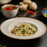 Фетучини с сёмгой и стручковой фосолью