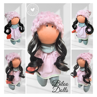 Papusa handmade BILOO- Eleanora, textila, 40 cm