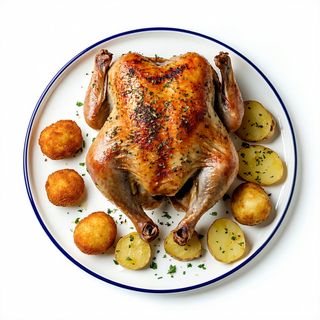 1 Pollo ,4 Patatas Asadas, 6 Croquetas