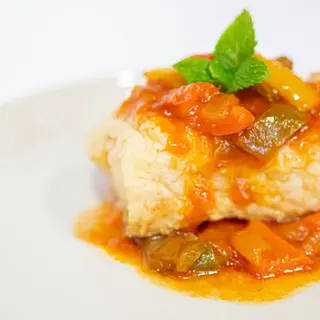 Lomo De Bacalao Con Sanfaina