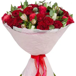 Buchet „Armonie de Roșu, Roz și Alb”