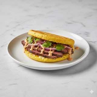 Arepa Chamita Con Carne Asada (1 Ud.)