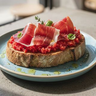 Tostada de jamón serrano con tomate rallado