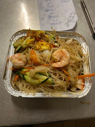 Spaghetti di riso con misto di mare海鲜粉干