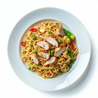 Noodles con pollo e verdure