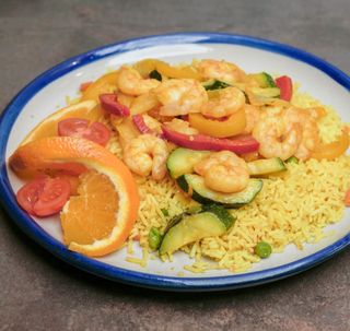 Riso mexe gamberi con verdure