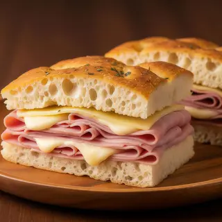 Focaccia de jamón York y queso