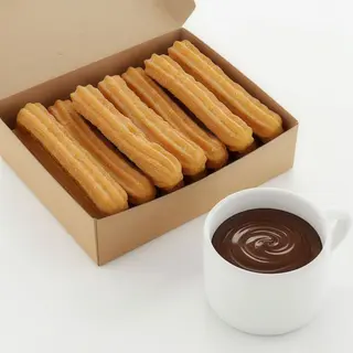 Pack mixto de 4 raciones de porras/churros más 4 chocolates (550 g.)