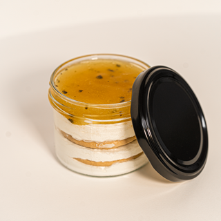 Tarta de queso con maracuyá 