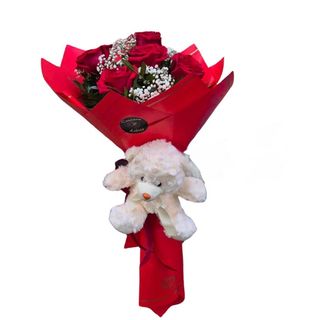 Buket sa 5 ruža i medo