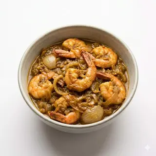 89. Langostinos Con Salsa De Cebolla Y Especias