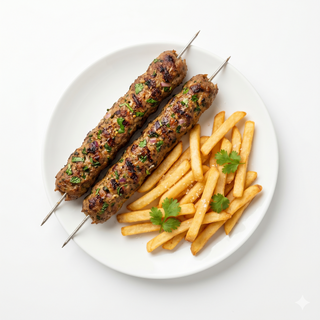 32. Plato Combinado De Seekh Kebab (2 Uds.) Patatas Y Ensalada