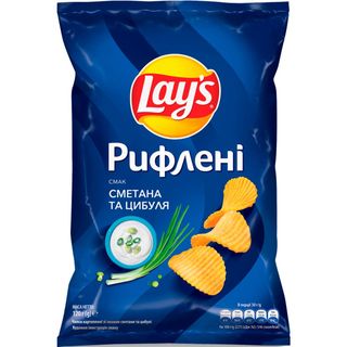 Чипси Картопляні Рифлені Зі Смаком Сметани Та Цибулі, Tm "lay's" 120 Г
