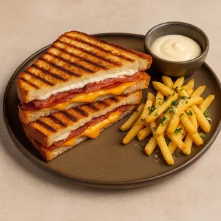 Toast cu bacon și cartofi prajiti