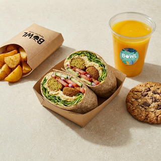 Falafel Wrap + 1 choix (Jus OU Potatoes OU Cookies)