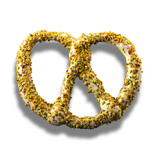 Precel z białą czekoladą i pistacjami