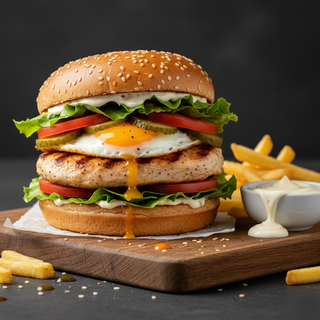 Meniu hamburger cu piept de pui la grătar