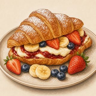 Croissant z dżemem truskawkowym i owocami 180g