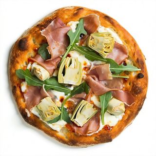 Speck, carciofi, rucola