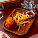 Мини-бургер с картофелем фри (210/100 гр)