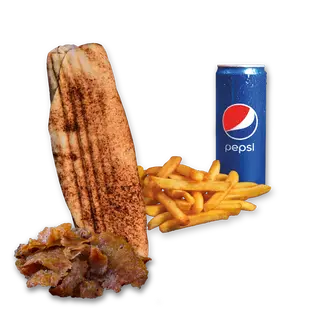 Rollo Kebab samo mięso (małe), frytki, Pepsi 0.33l