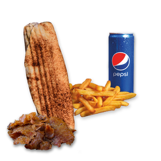 Rollo Kebab samo mięso (małe), frytki, Pepsi 0.33l