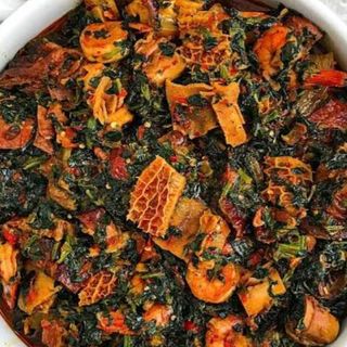 Vegetable Soup with Poundo Yam and Protein