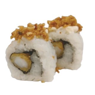 U60.Uramaki Tempura De Gamba Con Cebolla Frita (8 Uds.)