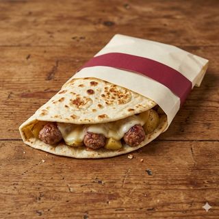 Salsiccia rustica, scamorza affumicata e patate
