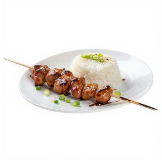 Brocheta Japo De Pollo Yakitori Con Arroz