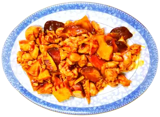 Pollo con bambú y setas chinas