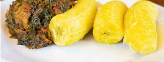 Boiled Ripe Plantain with Vegetable Sauce
