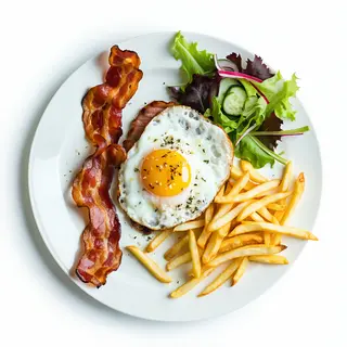 Plato De Bacon Con Lomo Y Huevo Frito