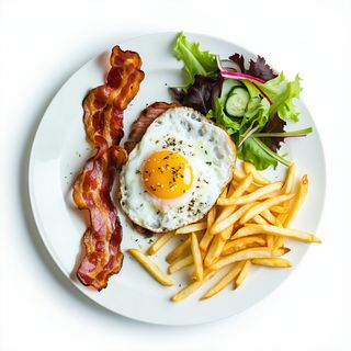 Plato De Bacon Con Lomo Y Huevo Frito