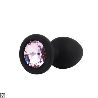 N69 korek analny silikonowy S różowy kryształek 130470C