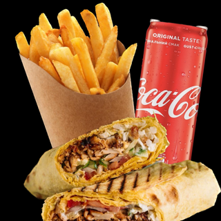 Шаурма XXL зі свинини + фрі+ кола